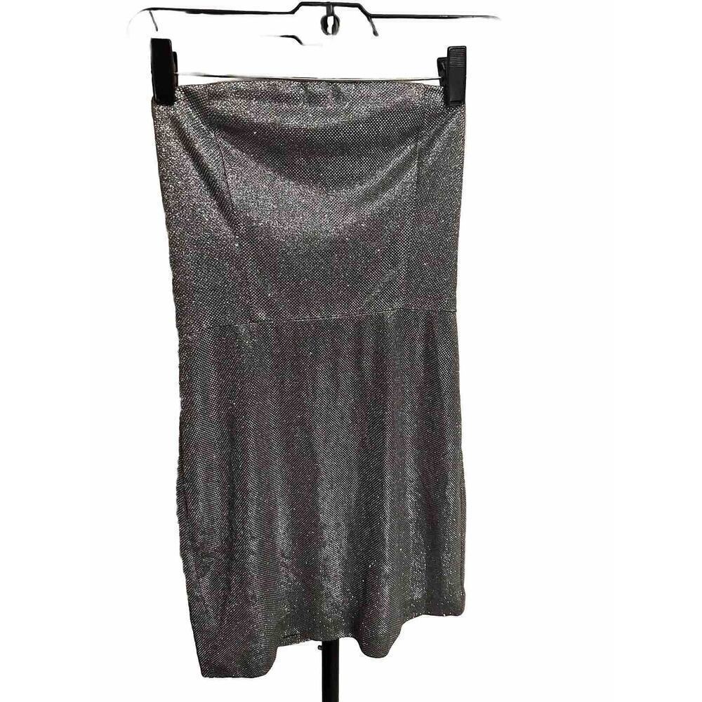 Womens Meshki Sleeveless Bodycon Cocktail Club Dress Silver Metallic, Y2k Small‎
